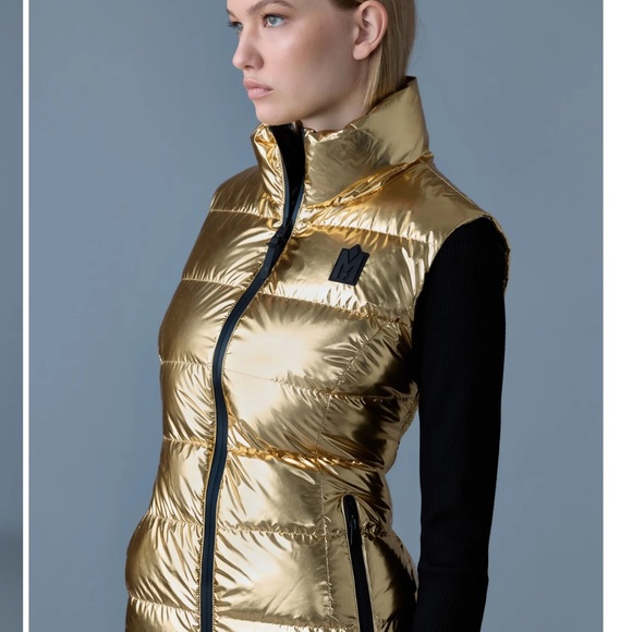 NWOT Mackage Metallic Gold Puffer Vest size L - Picture 3 of 7